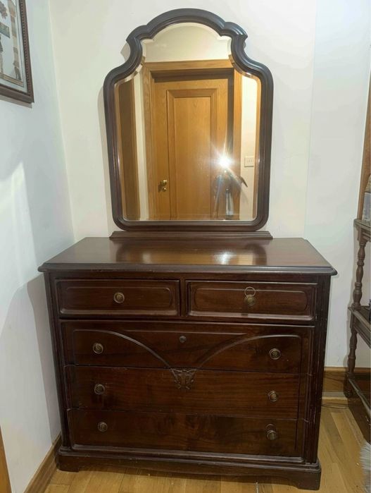 Cómoda madeira maciça + 2 mesas de cabecira com gavetas vintage