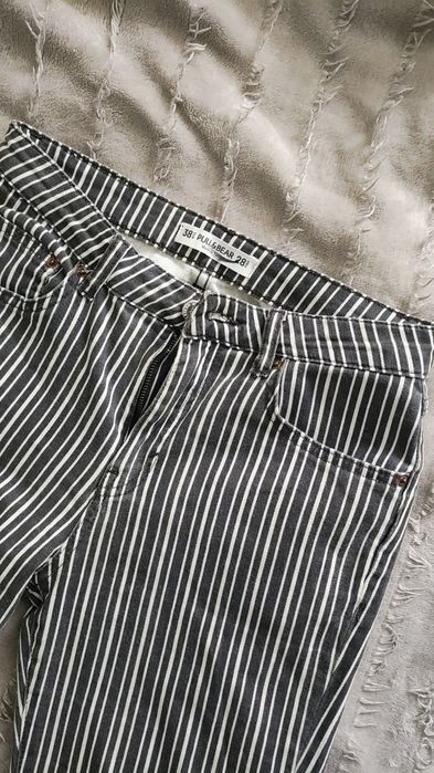 Spodnie damskie bawełniane w paski Pull&Bear niski stan