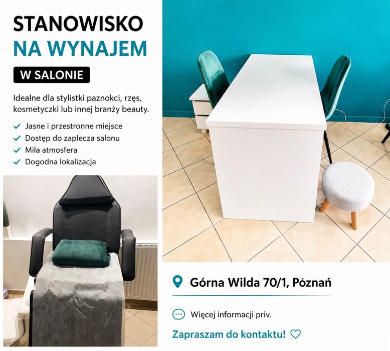 * Do wynajęcia stanowisko dla stylistki paznokci.