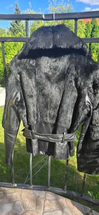 Kurtka skóra naturalna,  futro naturalne