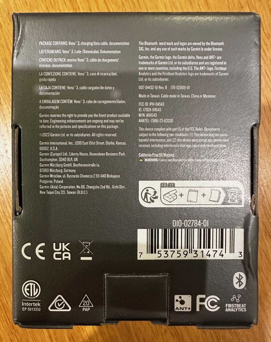 NOWY smartwatch Garmin Venu 3 45mm  ciemny grafit