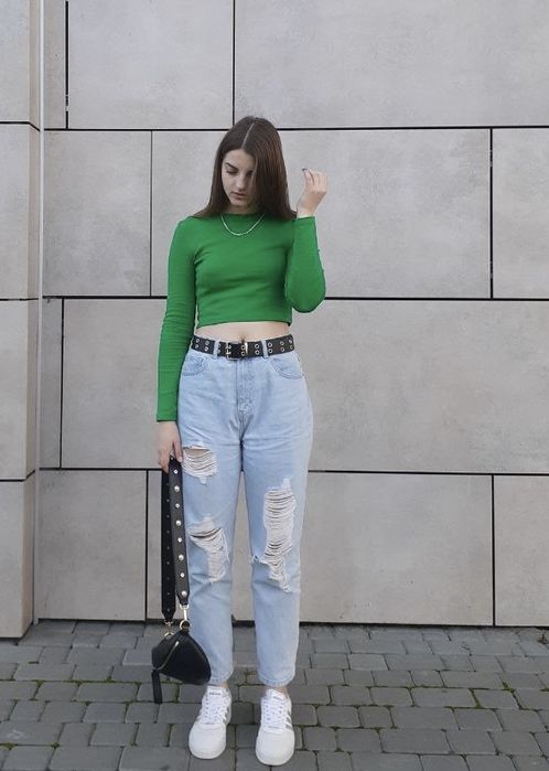 Джинси з рваностями + ремінь