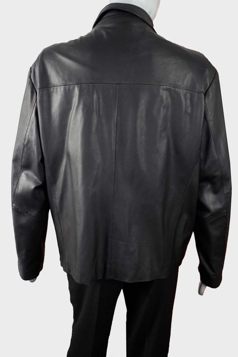 Шкіряна чорна класична чоловіча куртка, кожаная мужская куртка XL
