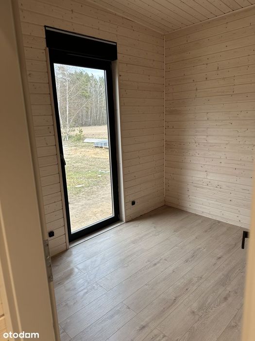 Nowoczesny dom 65m2 działka 1000m nad jeziorem przy lesie, kominek