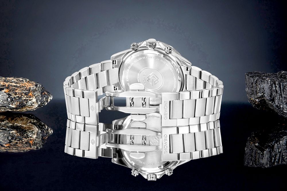 zegarek męski giewont chronograph sapphire srebrno niebieski gw3520-b3