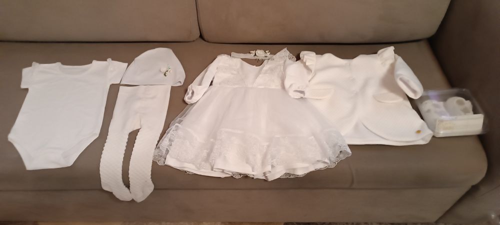 Zestaw ubranek do Chrztu dla dziewczynki 74 7 części