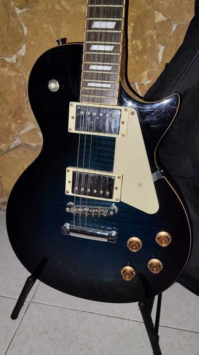 Guitarra Elétrica SEL-DLX TR Azul Stagg + bolsa + tripé