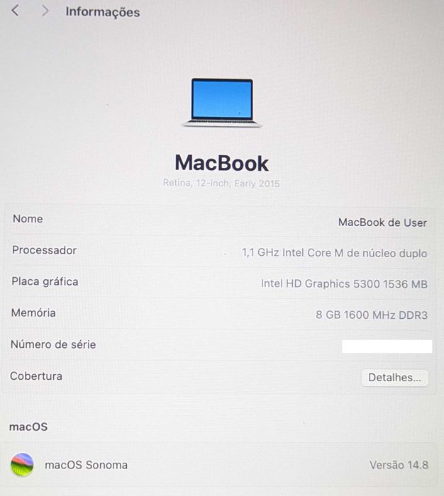 Macbook 12 cinza prata usado