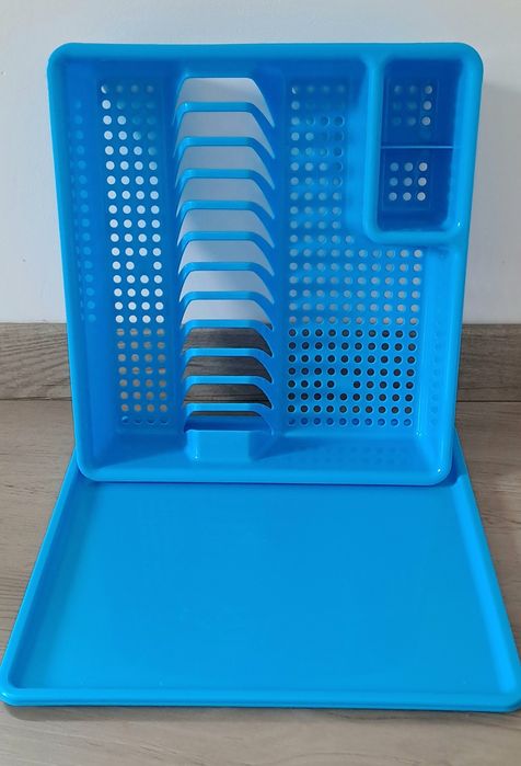 Escorredor louça azul com tabuleiro 36x33cm