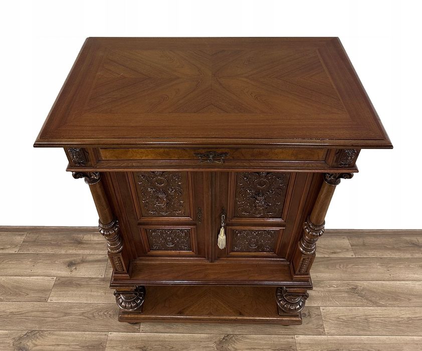 SZAFA komoda KABINET antyk XIX w gabinetowa rzeźb. PUTTA UNIKAT