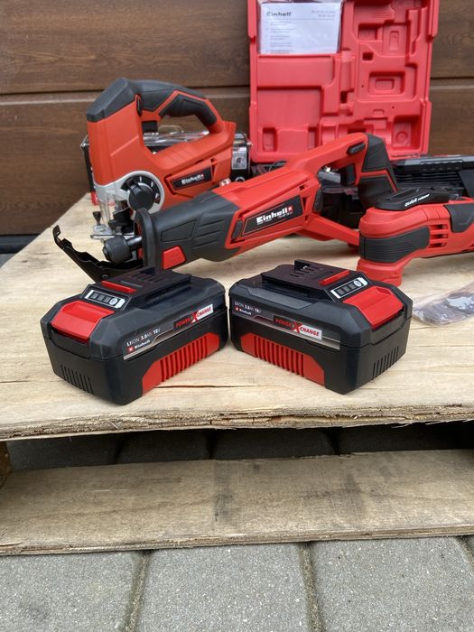 Zestaw narzedzi einhell aku 2x3ah i 2,5ah szlifierka piła wkretarka