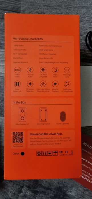 VIDEO dzwonek do drzwi FullHD Video Doorbell V7 Wi-fi