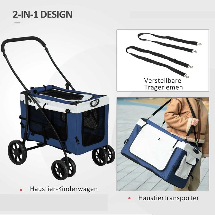 Wózek transporter dla zwierząt psów kotów składany