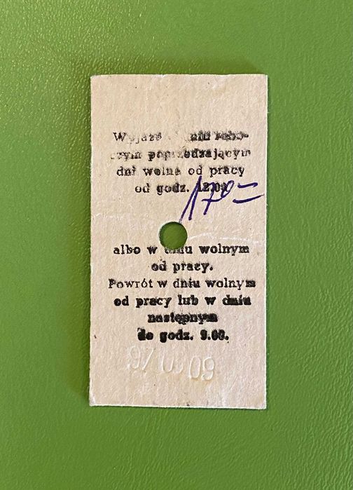 Bilet kolejowy wycieczkowy kartonikowy PRL vintage