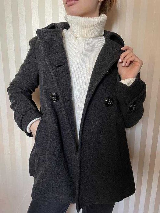 Женское полупальто пальто zara basic шерсть