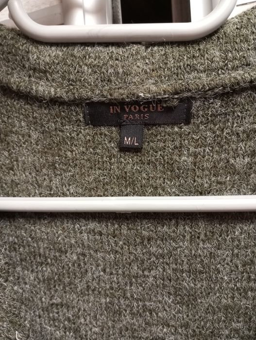 Sweter bezrękawnik długi zielony rozmiar M/L