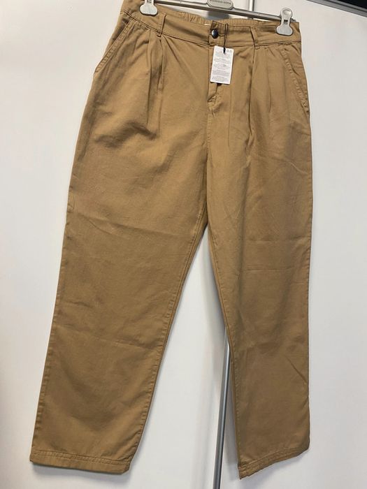 MNG mango spodnie chinos baggy wysoki stan kamel camel karmel chinosy