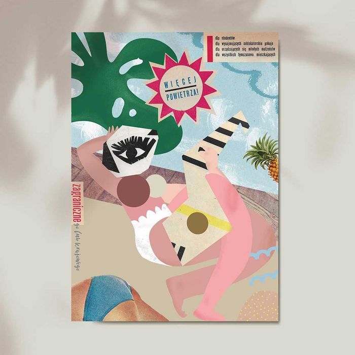 Plakat kolorowy geometria kolaż 50x70 cm format B2 można kupić z ramą