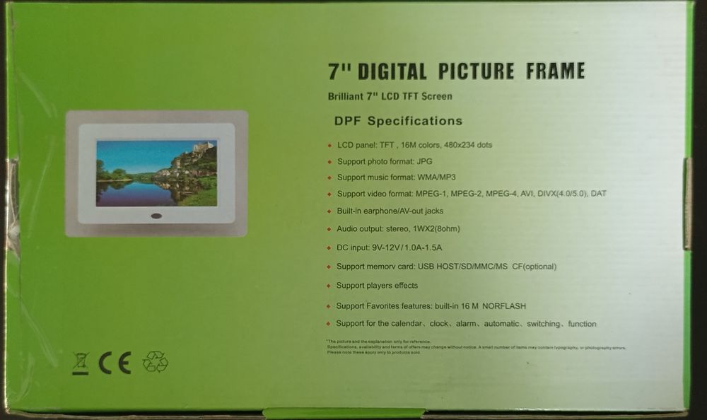 Цифрова фоторамка 7'' (18см.)