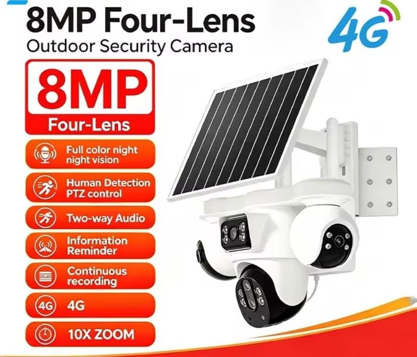 Camara Solar 4G 8K 4 Camaras PTZ