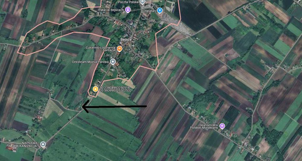 Działka 1000m2 z WZ na dom Bejsce blisko Kazimierza Wielka