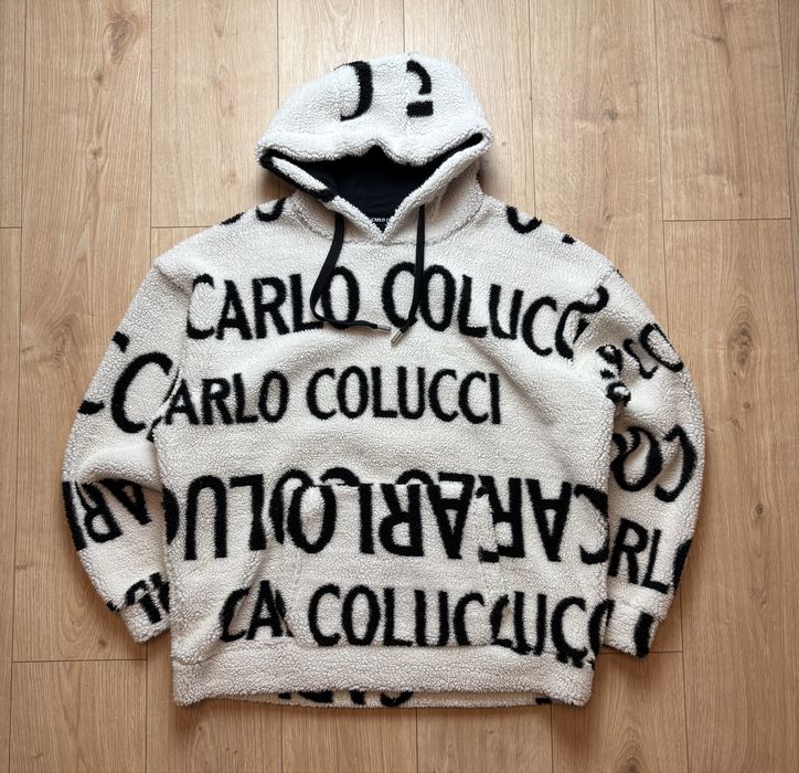 Carlo Colucci Multilogo Męski XL Polar z kapturem Hoodie Streetwear