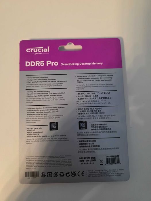 Crucial 64GB 6400MHz DDR5 Pro (набір 2×32GB) (CP2K32G64C40U5B)