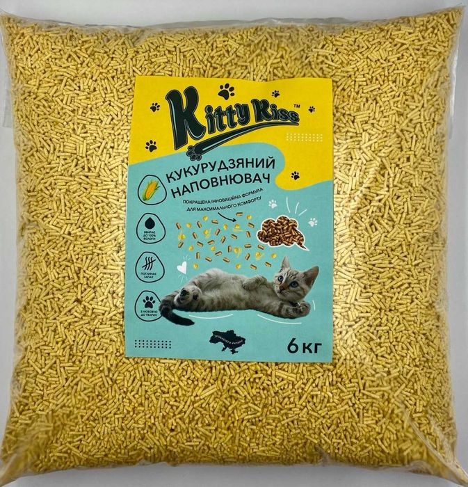 Кукурудзяний наповнювач для котів 6 кг