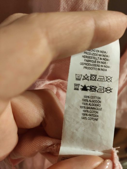 Dłuższa koszula na guziki pudrowy róż 100% bawełna