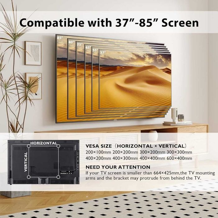 Suporte de TV Articulado Premium (37" a 85") - NOVO/LACRADO