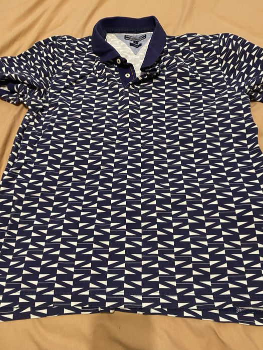 Поло Tommy Hilfiger XL синє з білим принтом