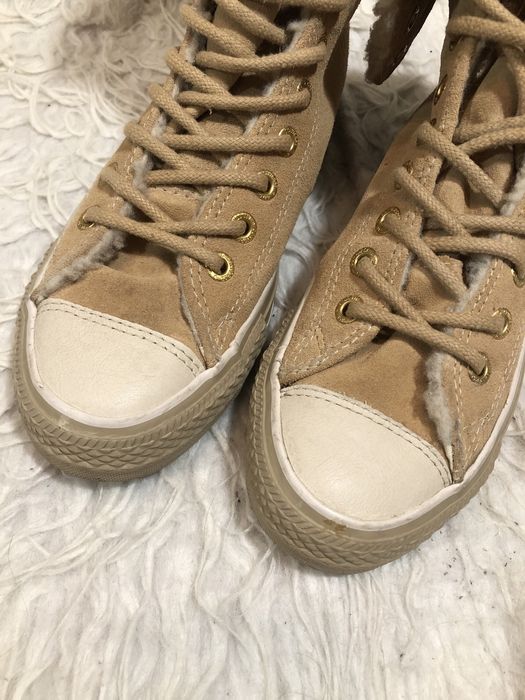 Buty Converse Leather Brown Sz 4 X Hi Tall Knee wool 39 24,5 cm beżowe
