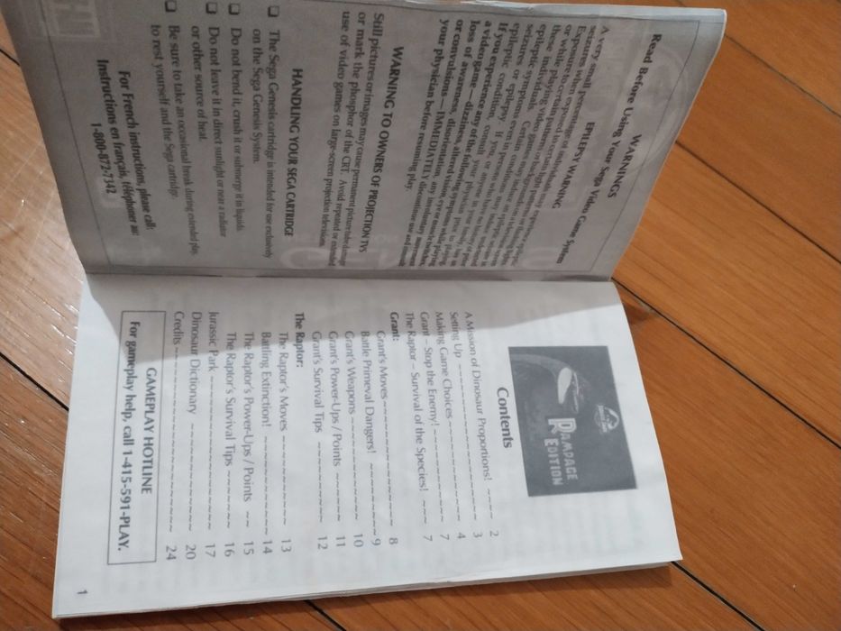 Mega Drive - Jurassic Park Rampage Edition - Manual