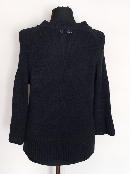 Czarny Kardigan/Sweter Dzianinowy Rozkloszowane Rękawy 3/4 jak Nowy