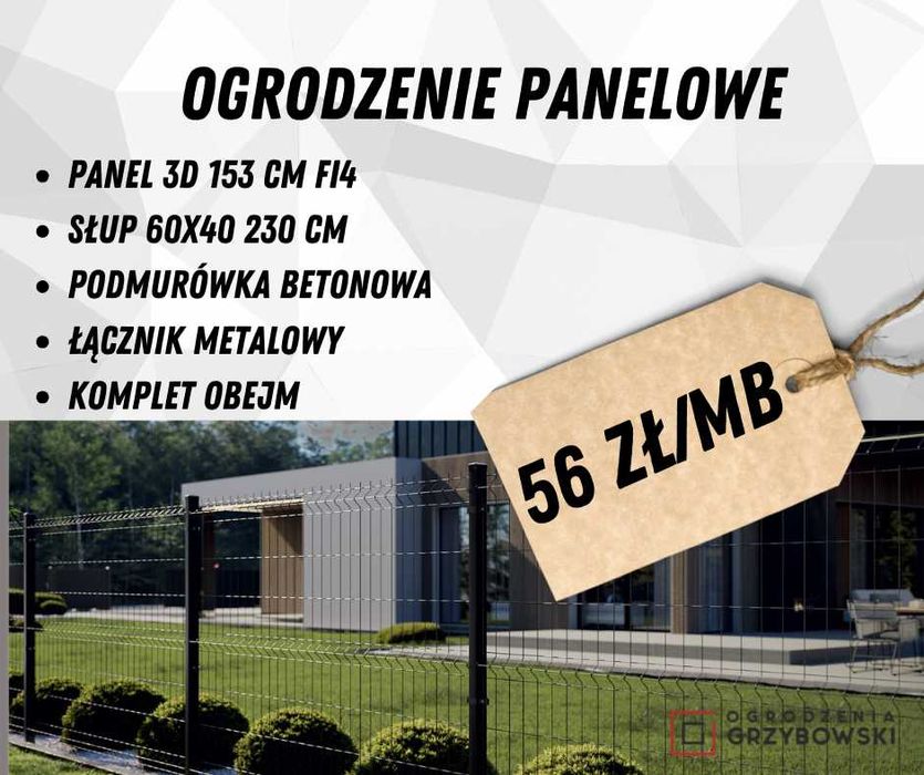 Ogrodzenie panelowe 153 cm fi4 + Podmurówka - ZESTAW GOTOWY DO MONTAŻU