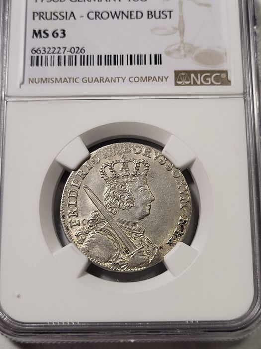 Ort 1758 B rzadki  wrocław ślask ngc ms 63 Szóstak trojak