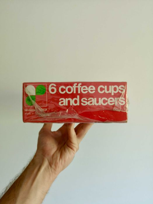 Conjunto de chávenas de café e pires vintage Duralex 2000/Vicasa verde