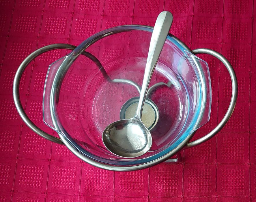 Naczynie żaroodporne, sosjerka z podgrzewaczem. Marinex