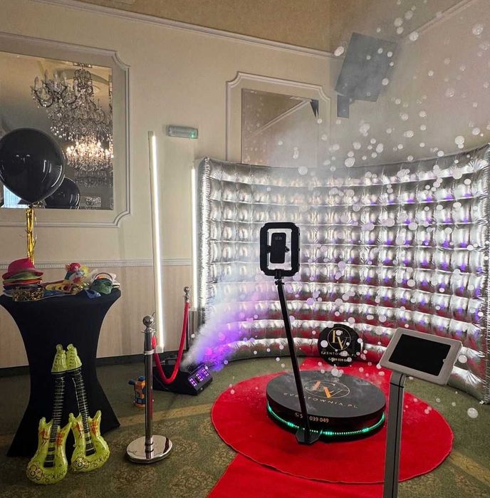 Fotobudka 360 Klasyczna Fotolustro Photobox Ciężki Dym Fontanny Iskier
