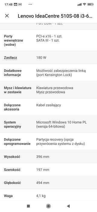 Komputer Desktop Lenovo Ideacentre 510S-08 i3-6100/8GB/240/DVD/Win10