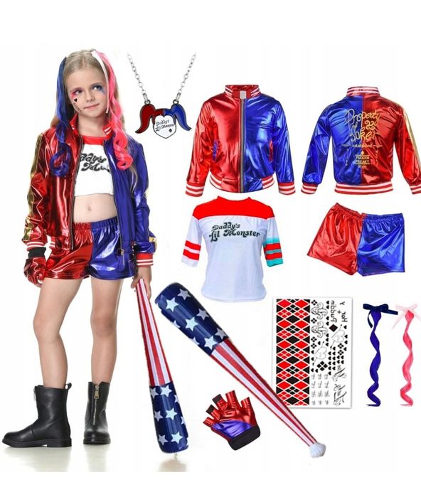 Strój  kostium Harley Quinn Jokre  146/152 balove