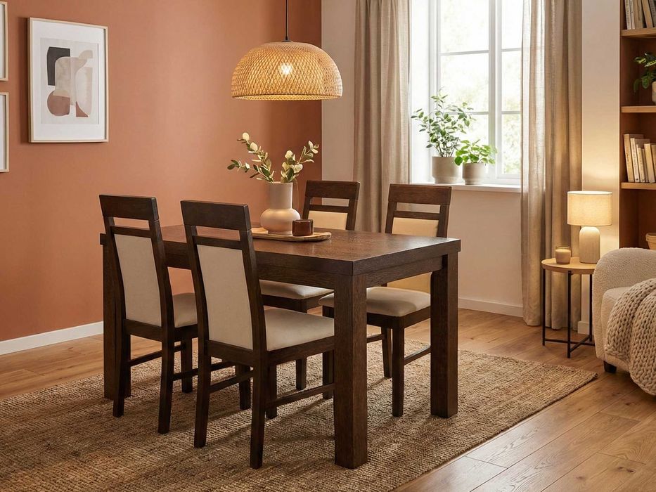 Stół Dębowy 120x75cm + zestaw krzeseł