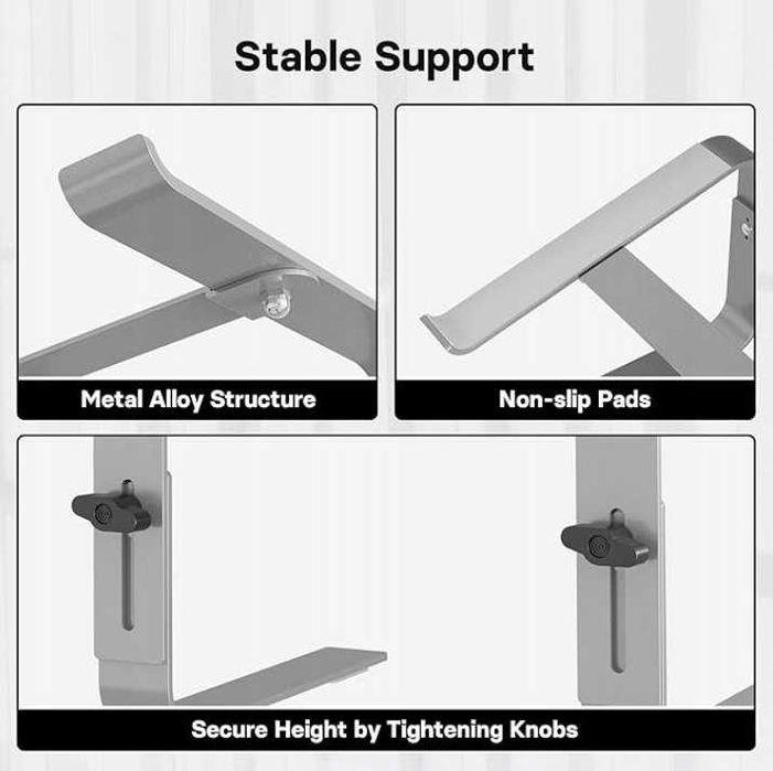 BONTEC Stojak na Laptopa 10-17-Calowy Regulowany Ergonomiczny Srebrny