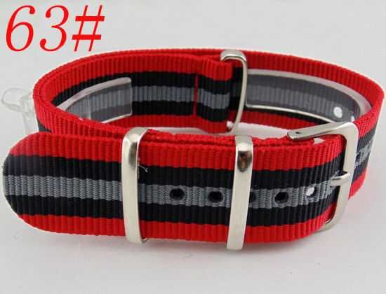 Pasek do zegarka NATO nylonowy strap 20mm czerwony granatowy parciany