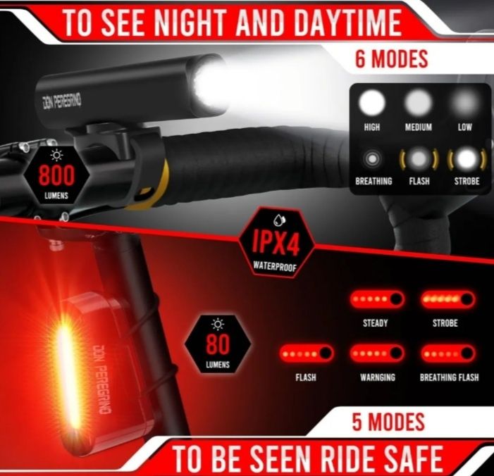 Luzes de bicicleta Don Peregrino Sn -800, luz dianteira 800