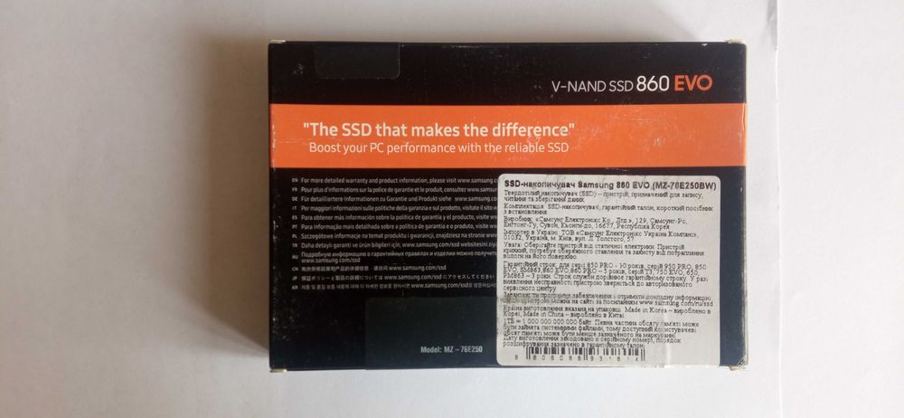 SSD накопичувач Samsung 860 EVO 2.5 250 GB (MZ-76E250BW) Новий!