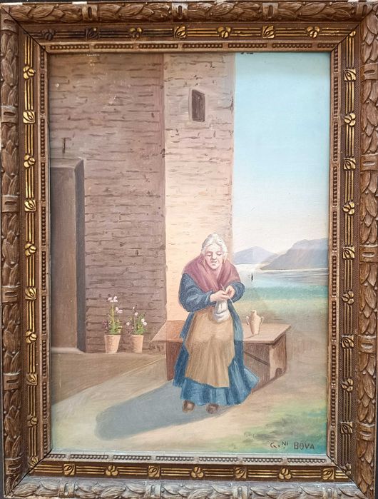 Conjunto de 4 Pinturas Italianas Antigas - Óleo sobre Zinco - G.M. Bova