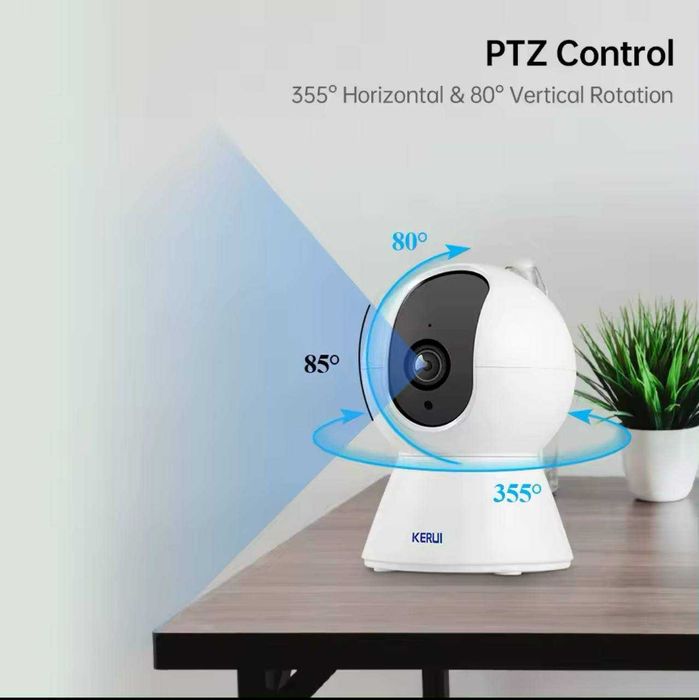 Безпровідна WiFi камера KERUI Full-HD 2MP з WIFI TUYA меню з укр мовою