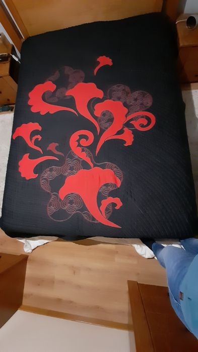 Colcha verão fresca preto e vermelho