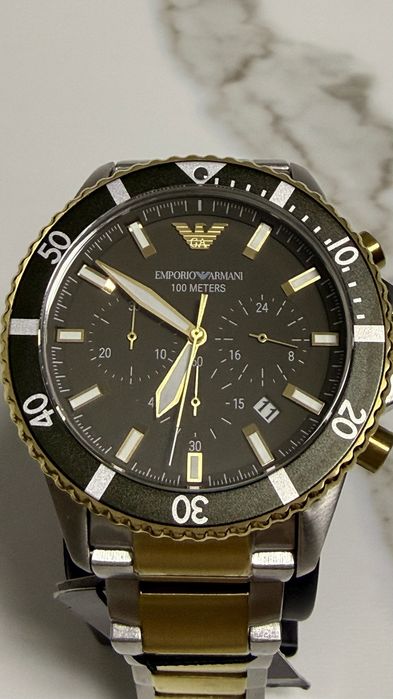 Чоловічий годинник Emporio Armani Diver AR11361 з хронографом (Біколор / Чорний)